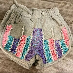 Lola and the Boys Sequin Embellished Gray Shorts